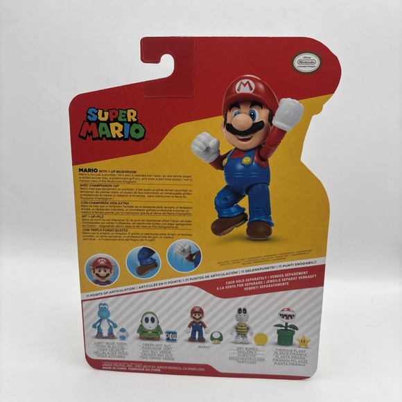 Super Mario 4" Action Figures - Mario Dry Bones Light Blue Yoshi Green Shy Guy - Picture 6 of 9